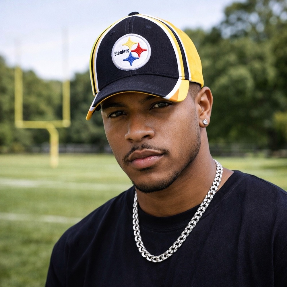 NFL Team Apparel Pittsburgh Steelers Hat Mens Black Gold Adjustable Baseball Cap